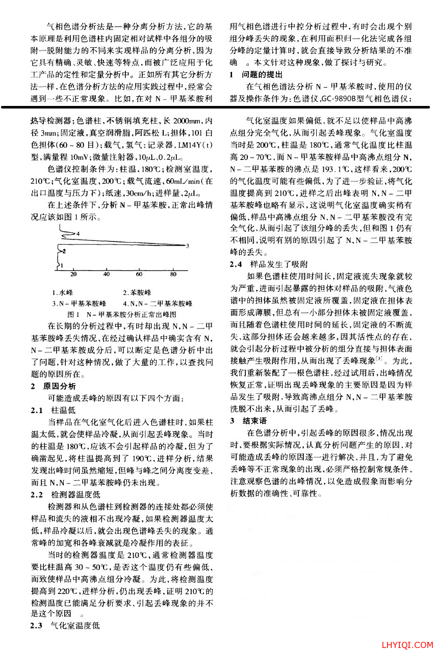 气相色谱峰丢失原因